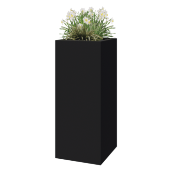 klaaskiudne lillekast - Ruut - 50 x 50 x 120 cm - RAL7021 matt (must hall) - Põhjaga