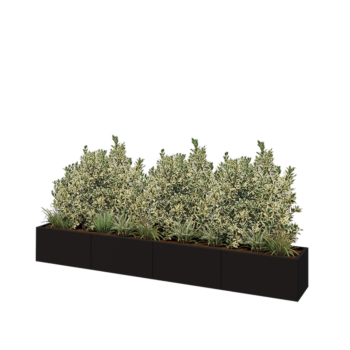 Terasest lillekast XXL - Ristkülik - 320 x 40 x 40 cm - RAL9005 matt (must) - Ilma põhjalauata