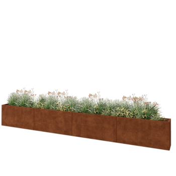 Corten terasest lillekast XXL - Ristkülik - 480 x 30 x 60 cm - Põhjalauaga
