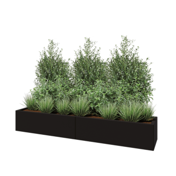 Terasest lillekast XXL - Ristkülik - 200 x 40 x 30 cm - RAL9005 matt (must) - Põhjalauaga