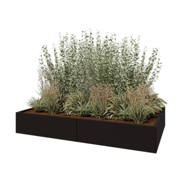 Terasest lillekast XXL - Ristkülik - 200 x 120 x 30 cm - RAL9005 matt (must) - Ilma põhjalauata