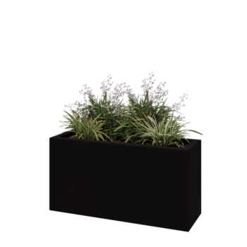 klaaskiudne lillekast - Ristkülikukujuline - 100 x 30 x 50 cm - RAL9005 matt (must) - Põhjaga