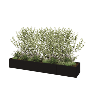 Terasest lillekast XXL - Ristkülik - 320 x 60 x 40 cm - RAL9005 matt (must) - Ilma põhjalauata