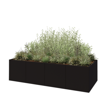 Terasest lillekast XXL - Ristkülik - 320 x 120 x 80 cm - RAL9005 matt (must) - Ilma põhjalauata