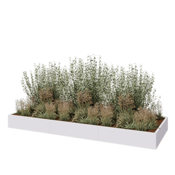 Terasest lillekast XXL - Ristkülik - 360 x 120 x 30 cm - RAL9010 matt (valge) - Põhjalauaga