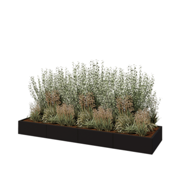 Terasest lillekast XXL - Ristkülik - 320 x 80 x 30 cm - RAL9005 matt (must) - Ilma põhjalauata