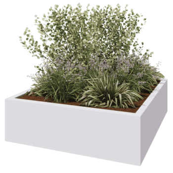 klaaskiudne lillekast - Ruut - 200 x 200 x 60 cm - RAL9010 matt (valge) - Põhjaga