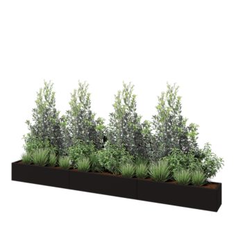 Terasest lillekast XXL - Ristkülik - 360 x 30 x 30 cm - RAL9005 matt (must) - Ilma põhjalauata