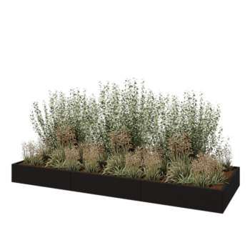 Terasest lillekast XXL - Ristkülik - 360 x 120 x 30 cm - RAL9005 matt (must) - Ilma põhjalauata