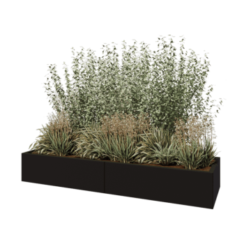 Terasest lillekast XXL - Ristkülik - 200 x 60 x 30 cm - RAL9005 matt (must) - Ilma põhjalauata