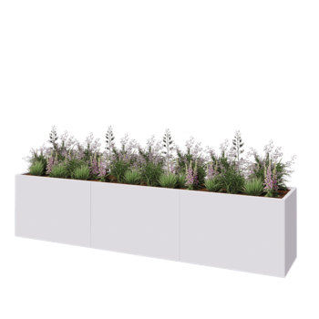 Terasest lillekast XXL - Ristkülik - 360 x 60 x 80 cm - RAL9010 matt (valge) - Ilma põhjalauata