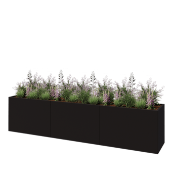 Terasest lillekast XXL - Ristkülik - 360 x 60 x 80 cm - RAL9005 matt (must) - Ilma põhjalauata