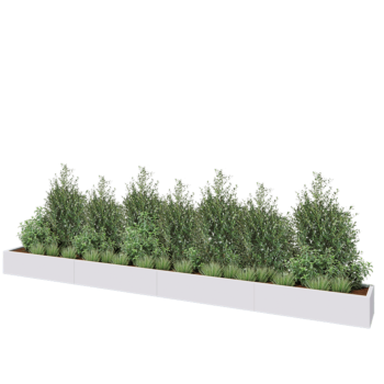 Terasest lillekast XXL - Ristkülik - 480 x 40 x 30 cm - RAL9010 matt (valge) - Ilma põhjalauata