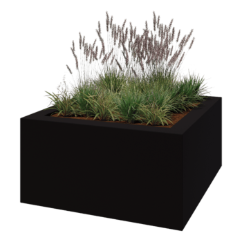 klaaskiudne lillekast - Ruut - 160 x 160 x 80 cm - RAL9005 matt (must) - Põhjaga