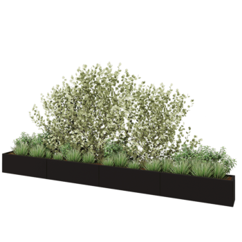 Terasest lillekast XXL - Ristkülik - 480 x 30 x 40 cm - RAL9005 matt (must) - Ilma põhjalauata