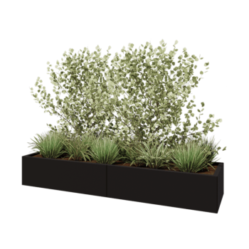 Terasest lillekast XXL - Ristkülik - 200 x 50 x 30 cm - RAL9005 matt (must) - Põhjalauaga