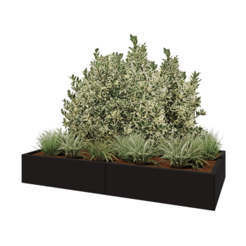 Terasest lillekast XXL - Ristkülik - 200 x 100 x 30 cm - RAL9005 matt (must) - Ilma põhjalauata