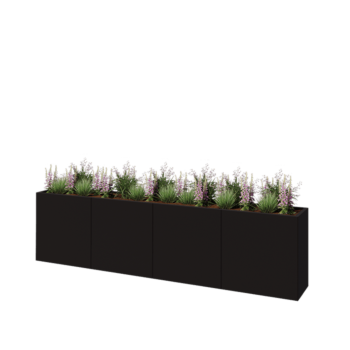 Terasest lillekast XXL - Ristkülik - 320 x 40 x 80 cm - RAL9005 matt (must) - Ilma põhjalauata