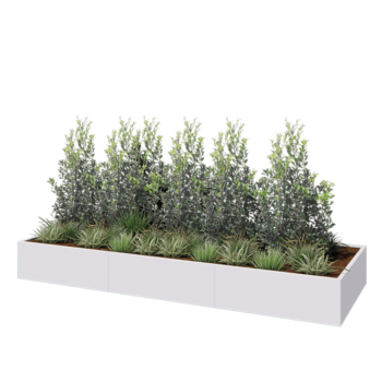 Terasest lillekast XXL - Ristkülik - 360 x 120 x 40 cm - RAL9010 matt (valge) - Põhjalauaga