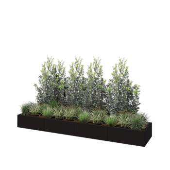 Terasest lillekast XXL - Ristkülik - 320 x 60 x 30 cm - RAL9005 matt (must) - Ilma põhjalauata