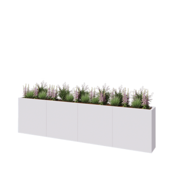 Terasest lillekast XXL - Ristkülik - 320 x 30 x 80 cm - RAL9010 matt (valge) - Põhjalauaga