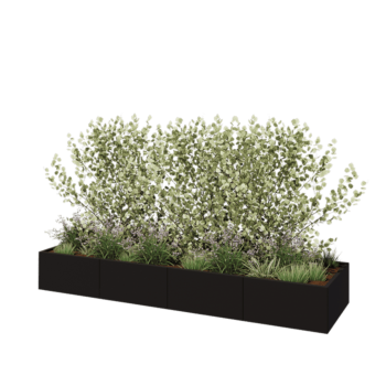 Terasest lillekast XXL - Ristkülik - 320 x 80 x 40 cm - RAL9005 matt (must) - Ilma põhjalauata