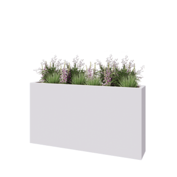 klaaskiudne lillekast - Ristkülikukujuline - 150 x 25 x 80 cm - RAL9010 matt (valge) - Põhjaga