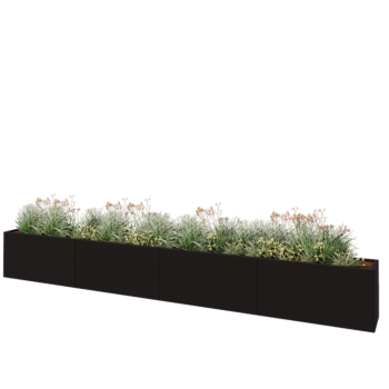 Terasest lillekast XXL - Ristkülik - 480 x 40 x 60 cm - RAL9005 matt (must) - Ilma põhjalauata