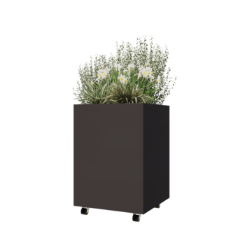 Terasest lillekast - Ruut - 60 x 60 x 80 cm - RAL7016 matt (antratsiithall) - Põhjalauaga - Ratastega