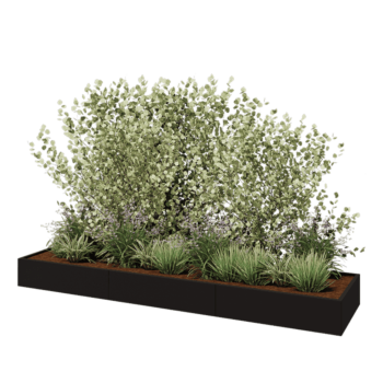 Terasest lillekast XXL - Ristkülik - 360 x 80 x 30 cm - RAL9005 matt (must) - Ilma põhjalauata