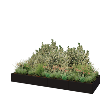 Terasest lillekast XXL - Ristkülik - 320 x 100 x 30 cm - RAL9005 matt (must) - Ilma põhjalauata