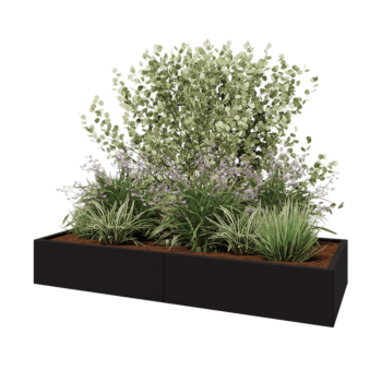 Terasest lillekast XXL - Ristkülik - 200 x 80 x 30 cm - RAL9005 matt (must) - Ilma põhjalauata