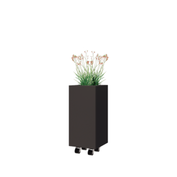 Terasest lillekast - Ruut - 30 x 30 x 60 cm - RAL7016 matt (antratsiithall) - Põhjalauaga - Ratastega