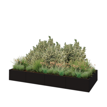 Terasest lillekast XXL - Ristkülik - 320 x 120 x 40 cm - RAL9005 matt (must) - Ilma põhjalauata