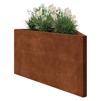 Corten terasest lillekast - Kolmnurk erikülgne - 112,2 x 60,5 x 60 cm - Ilma põhjalauata