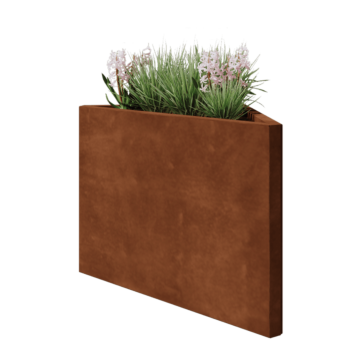 Corten terasest lillekast - Kolmnurk erikülgne - 83,9 x 46,4 x 60 cm - Ilma põhjalauata