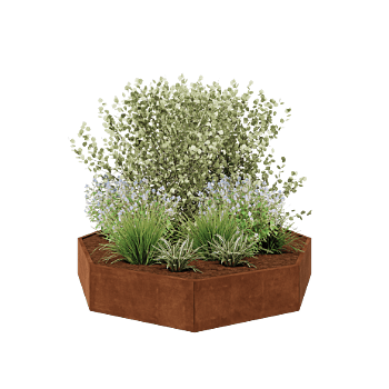 Corten terasest lillekast - Kaheksanurk - 241,4 x 241,4 x 40 cm - Ilma põhjalauata