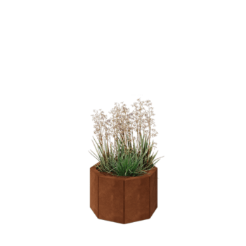 Corten terasest lillekast - Kaheksanurk - 48,3 x 48,3 x 30 cm - Põhjalauaga