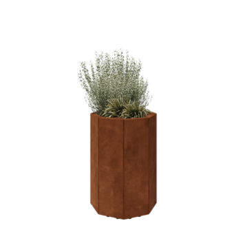 Corten terasest lillekast - Kaheksanurk - 48,3 x 48,3 x 70 cm - Põhjalauaga - Jalgadega