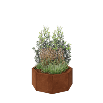 Corten terasest lillekast - Kaheksanurk - 72,4 x 72,4 x 30 cm - Põhjalauaga