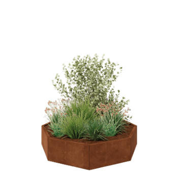 Corten terasest lillekast - Kaheksanurk - 144,9 x 144,9 x 30 cm - Ilma põhjalauata