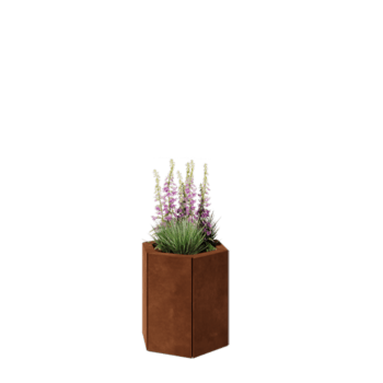 Corten terasest lillekast - Kuusnurk - 39,3 x 34,6 x 40 cm - Põhjalauaga