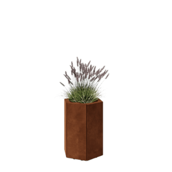 Corten terasest lillekast - Kuusnurk - 39,3 x 34,6 x 50 cm - Põhjalauaga - Jalgadega