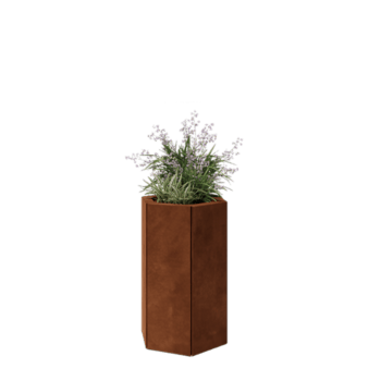 Corten terasest lillekast - Kuusnurk - 39,3 x 34,6 x 60 cm - Ilma põhjalauata