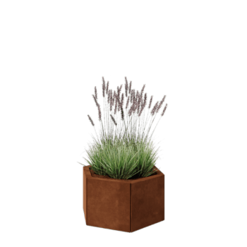 Corten terasest lillekast - Kuusnurk - 59,3 x 52 x 30 cm - Põhjalauaga