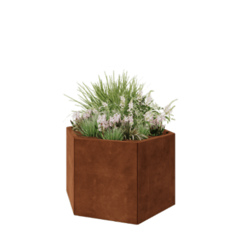 Corten terasest lillekast - Kuusnurk - 99,3 x 86,6 x 60 cm - Ilma põhjalauata