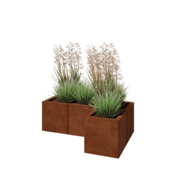 Corten terasest lillekast - L-kuju - 90 x 60 x 30 cm - Põhjalauaga