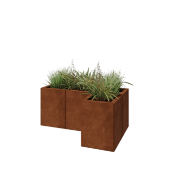 Corten terasest lillekast - L-kuju - 90 x 60 x 40 cm - Ilma põhjalauata