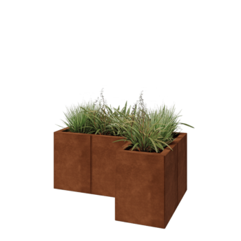 Corten terasest lillekast - L-kuju - 90 x 60 x 40 cm - Ilma põhjalauata