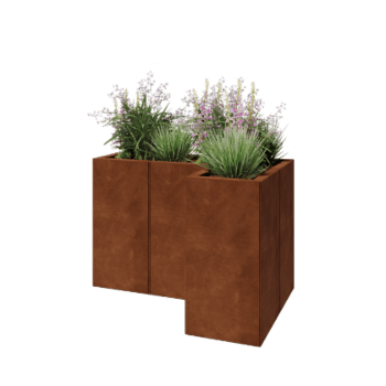Corten terasest lillekast - L-kuju - 90 x 60 x 60 cm - Ilma põhjalauata